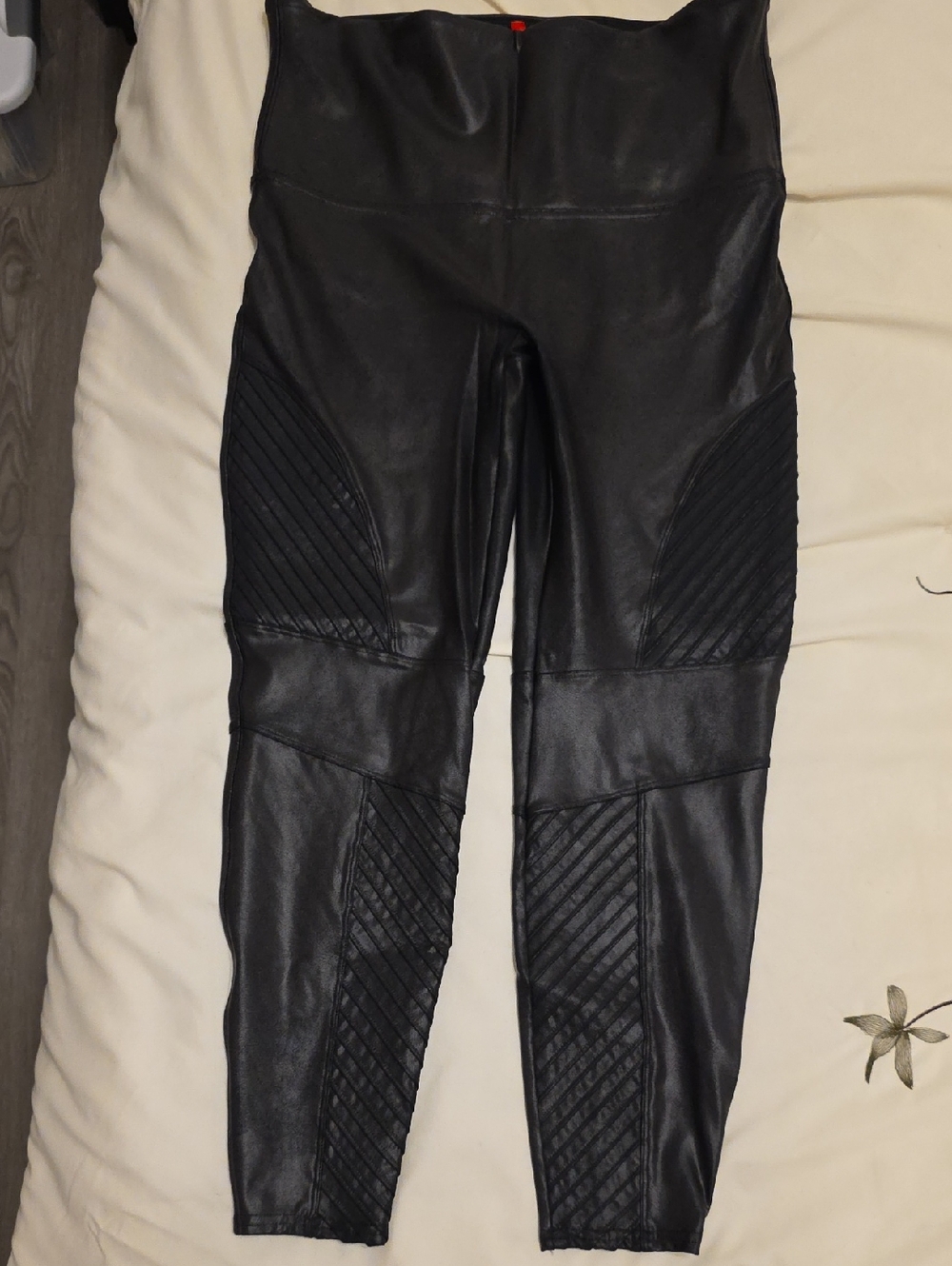 SPANX Black Faux Leather Moto Leggings